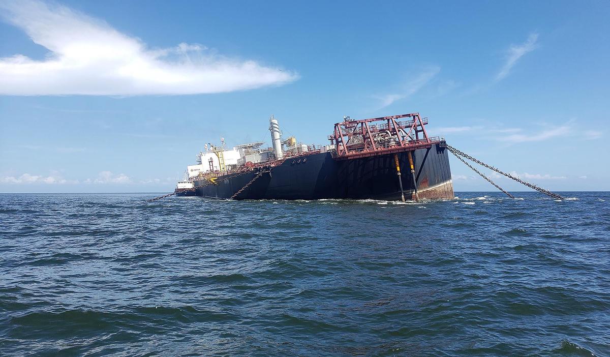 Trinidadian environmental group Fishermen and Friends of the Sea said it photographed a dangerously tilting Venezuelan-flagged Nabarima vessel in the Gulf of Paria recently. The group said the ship is in danger of capsizing with nearly 55 million gallons of crude oil. Venezuela’s ambassador later refuted the claim and on Oct. 19 it was reported the ship was now upright.