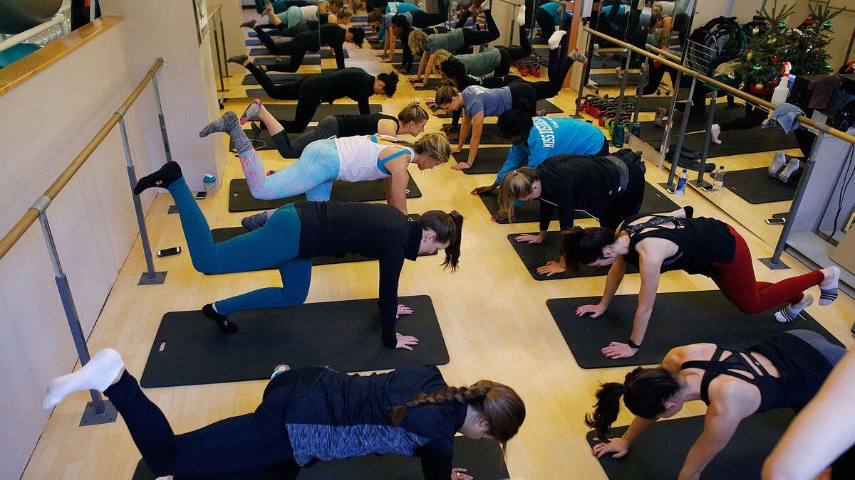 Miss America 2018 contestants participate in the Miss America contestants resolve to get fit with Big Piano Fitness at Pilates on Fifth on January 1, 2018 in New York City.