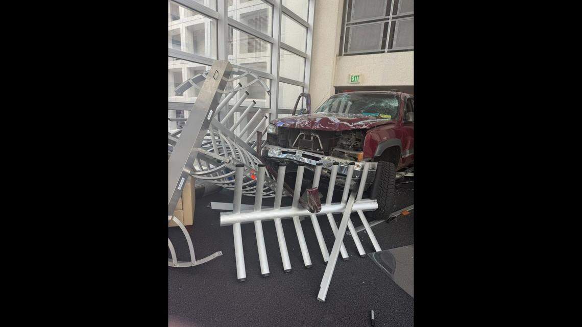 A 70-year-old man took things to extremes after being denied entry at a financial services office, strapping on a helmet and crashing into the building, according to investigators in Florida.