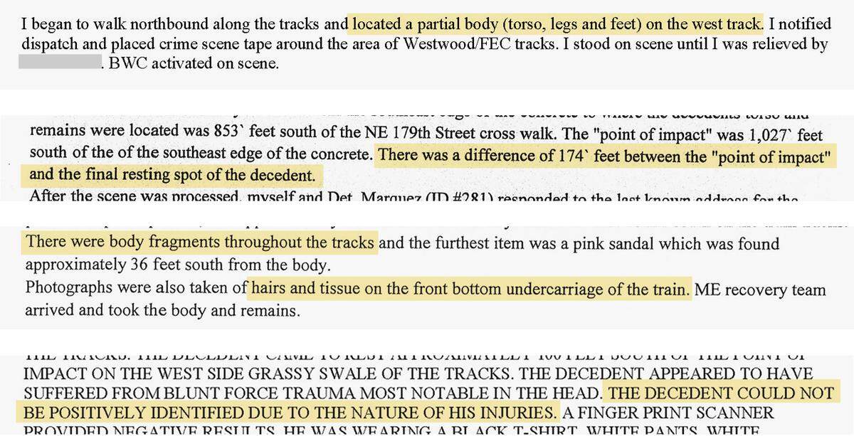 Four police reports chronicle the scenes first responders contend with after a fatality.