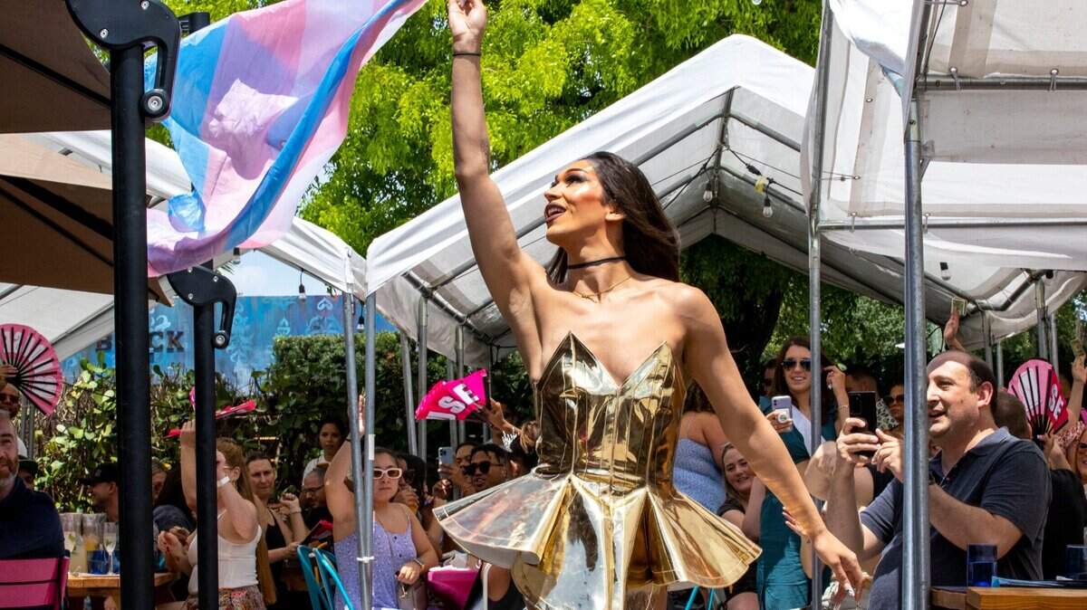 Drag Queen Kat Wilderness performs for guests during a Drag Brunch at R House Wynwood in Miami, Florida, on Saturday, April 9, 2022.