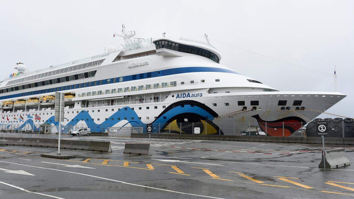 The German cruise ship AIDA Aura at the quay in Haugesund, Norway, Tuesday March 3, 2020.