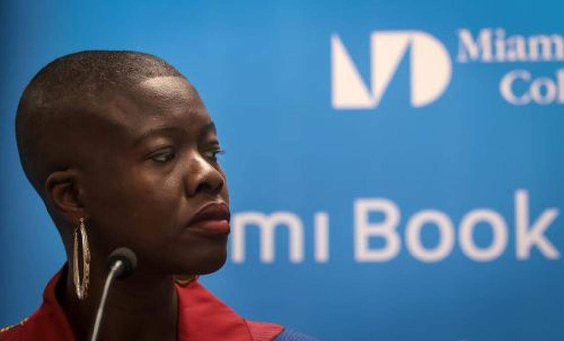 Moderator Nadege Green listen intensively to Andrea Elliott as she comments on her new book. After days of rain, the sun and crowds turn out on the last day of the Miami Book Fair. Though the numbers were a bit less than pre-COVID19 years, Miami Book Fair first hybrid event was both online and in-person as adults and children enjoyed all the various activities and vendors at Miami Book Fair on Sunday, November 21, 2021.