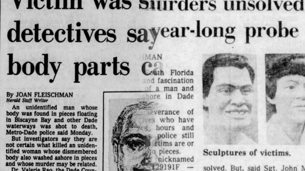 Miami-Dade police say Jorge Walter Nuñez Paz killed his wife, Nilsa Padilla, near Virginia Key, Florida, in 1985, later chopping her body into pieces and dumping the parts into Biscayne Bay. Her remains and those of an unidentified man washed up on beaches around the Miami bay during the next few days. Before Padilla’s body was identified decades later, the victims were known to police as “Tommy and Theresa Torso.”