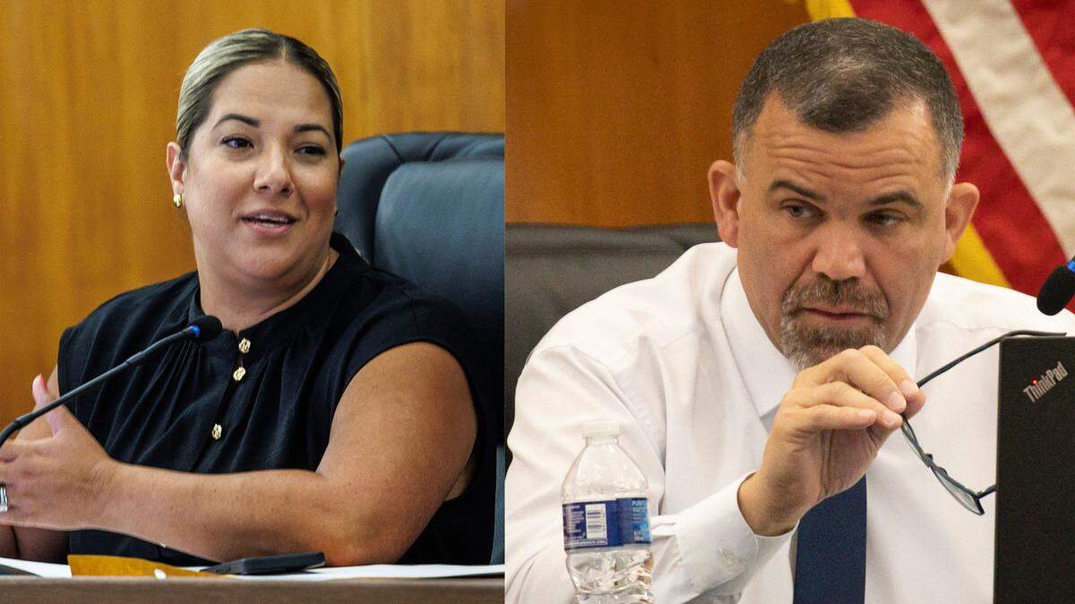 La concejal interina Melinda De La Vega (izquierda) fue elegida para un puesto permanente y Luis Rodríguez fue reelegido. Dos puestos se decidirán en segunda vuelta.