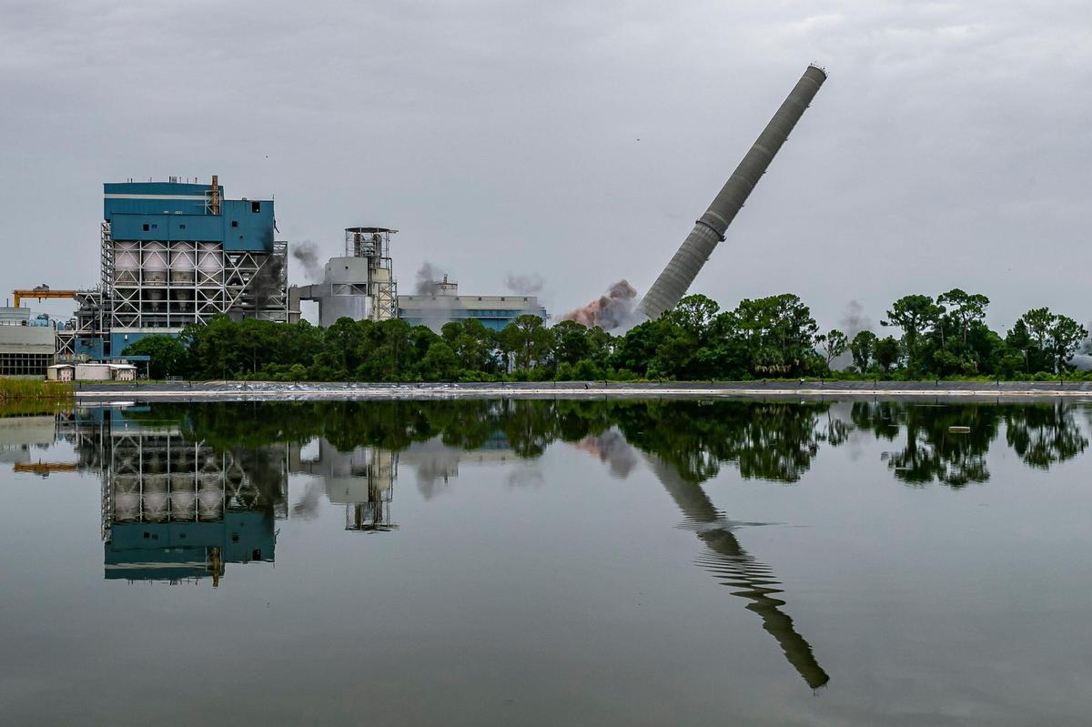 Florida Power & Light implodes its last Florida-based coal-fired power plant located in Indiantown in Martin County on Wednesday, June 16, 2021.