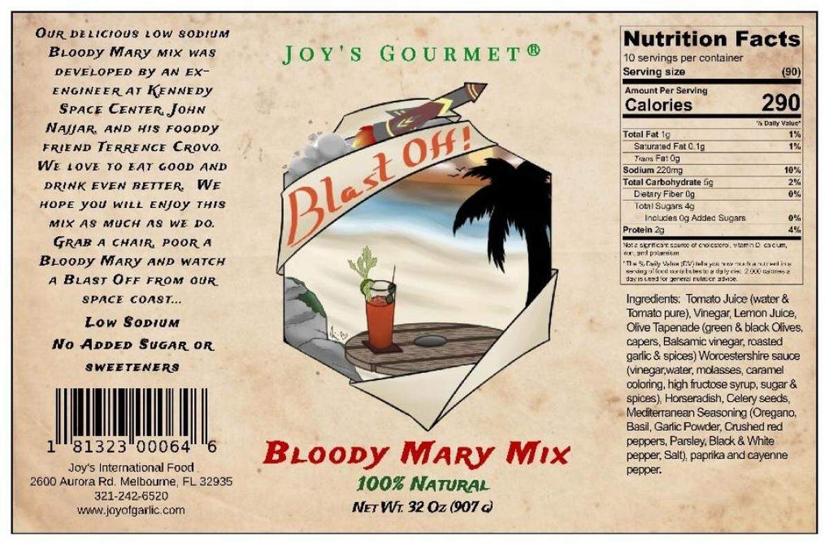 The label of the recalled Joy’s Gourmet Bloody Mary Mix