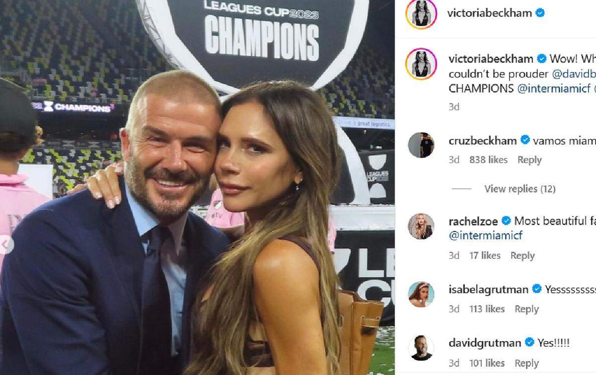 Victoria and David Beckham at the Inter Miami vs. Nashville SC game in the Leagues Cup in Nashville/Victoria Beckham, Instagram