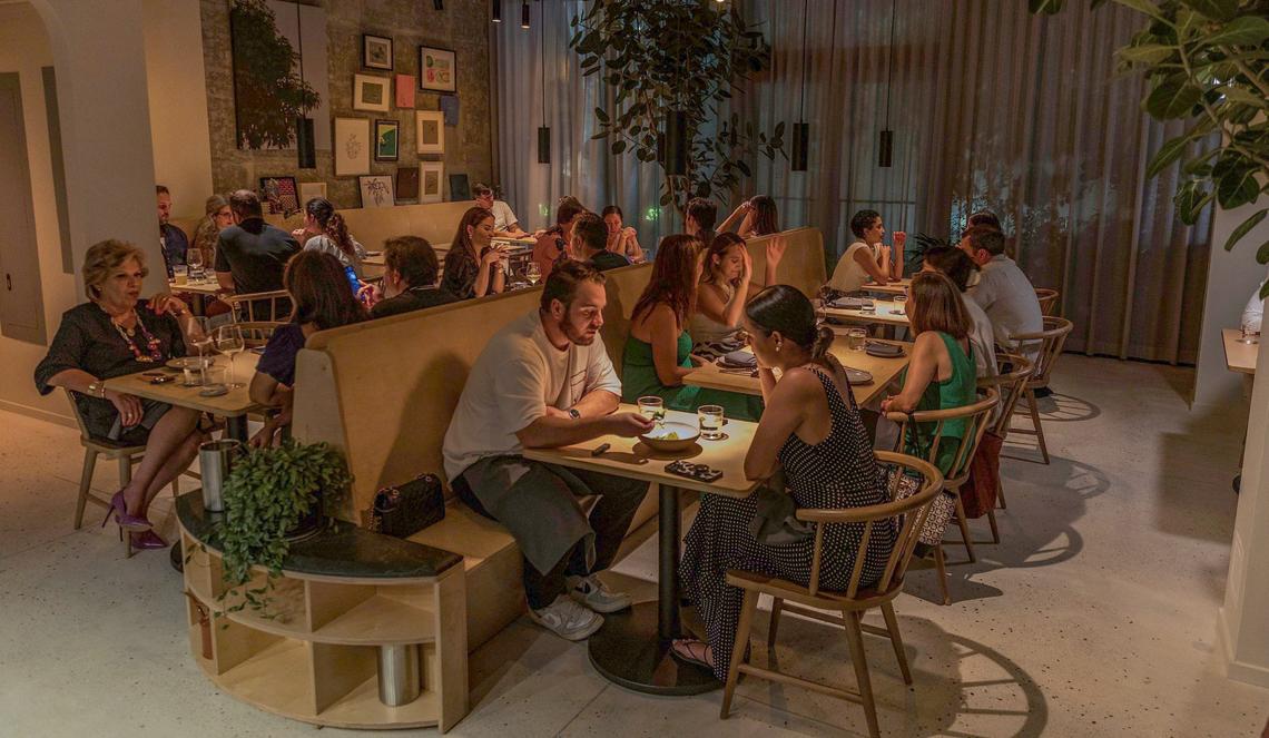 The intimate dining room at Recoveco restaurant in South Miami.