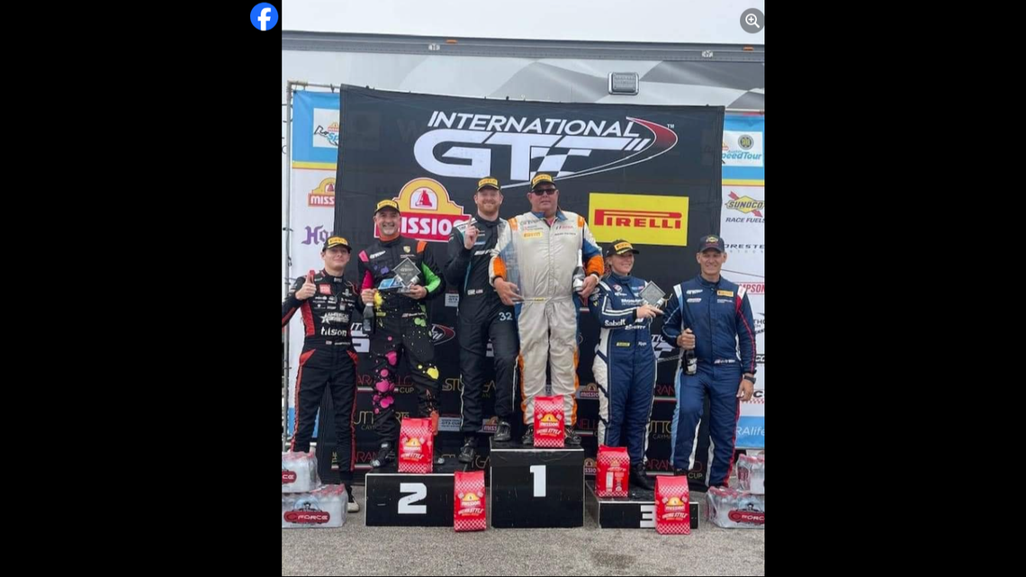 Mark Mathys, center, wearing a cream jumpsuit, recently became a grandfather to his first grandson, his daughter said on Facebook.