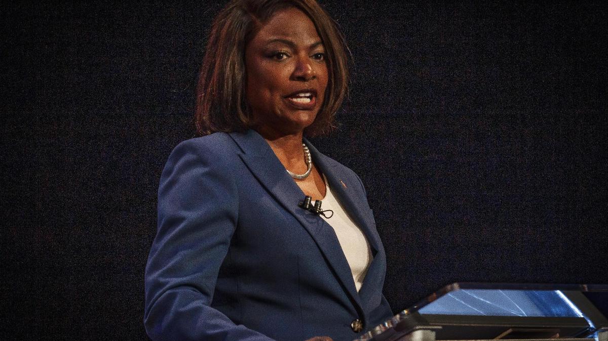 U.S. Rep. Val Demings debates Sen. Marco Rubio at the Duncan Theater on the campus of Palm Beach State College in Palm Beach County on Tuesday evening.