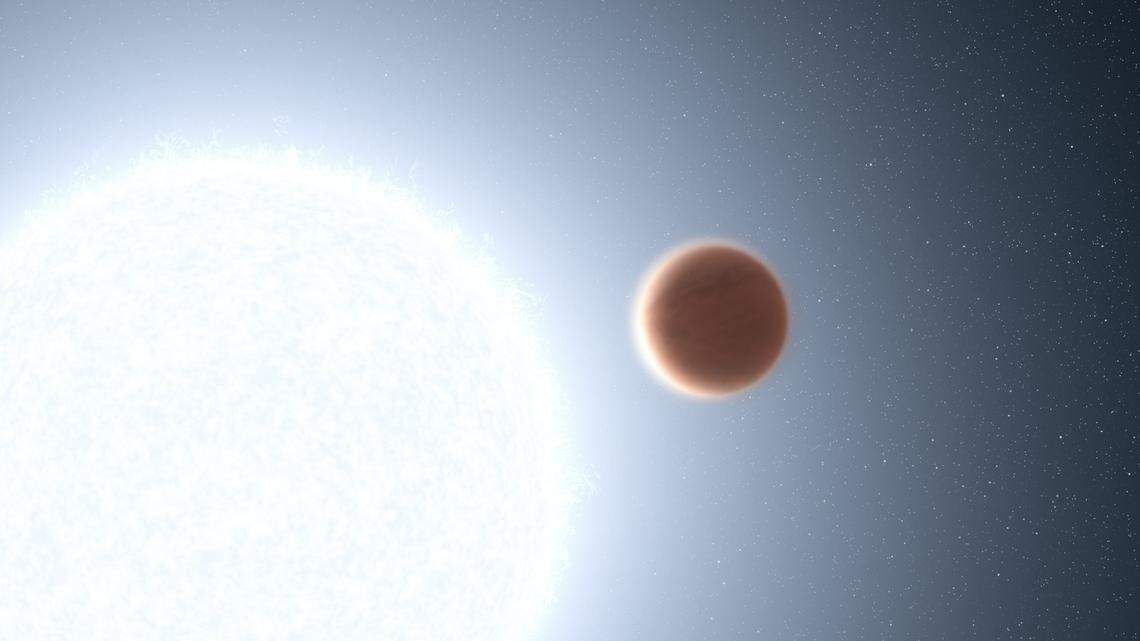 This is a NASA illustration of planet KELT-20b, where weather conditions are extreme and deadly to any known living creatures.