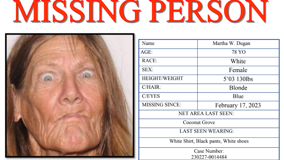 Have you seen Martha Dugan? Woman, 78, is missing from Coconut Grove area