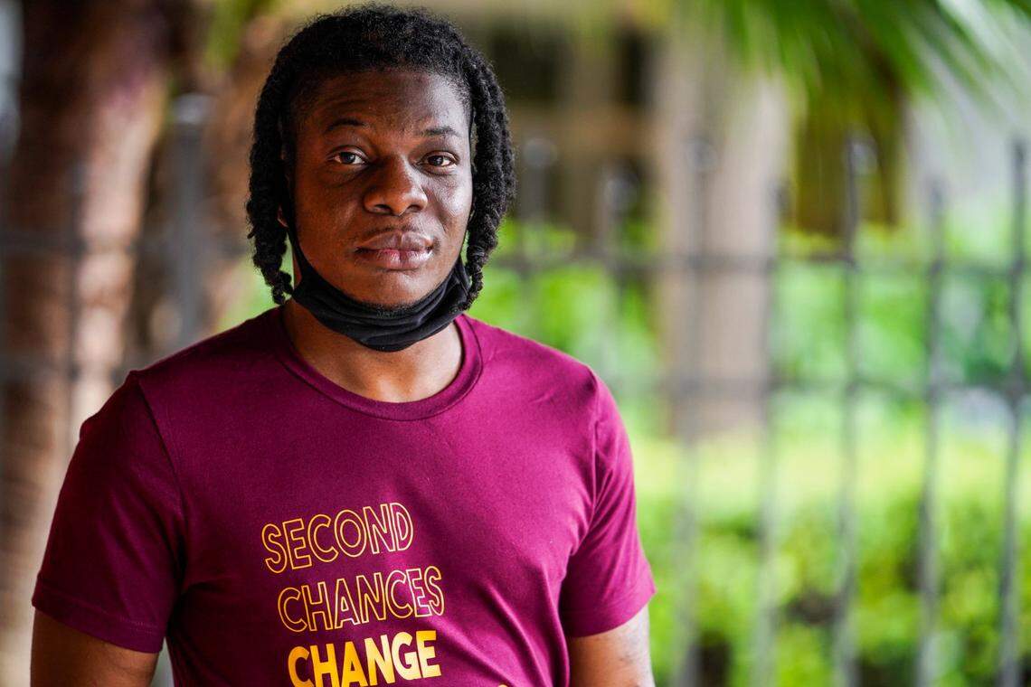 Marq Mitchell, executive director of Chainless Change, a nonprofit dedicated to creating second chances for disenfranchised people finding their footing after incarceration. Mitchell himself lost his civil rights after being charged as an adult for escaping juvenile detention before he was 18. Now 30, he voted for the first time in March in the Florida primaries. He’s shown on Tuesday, Oct. 6, 2020, in Miami.