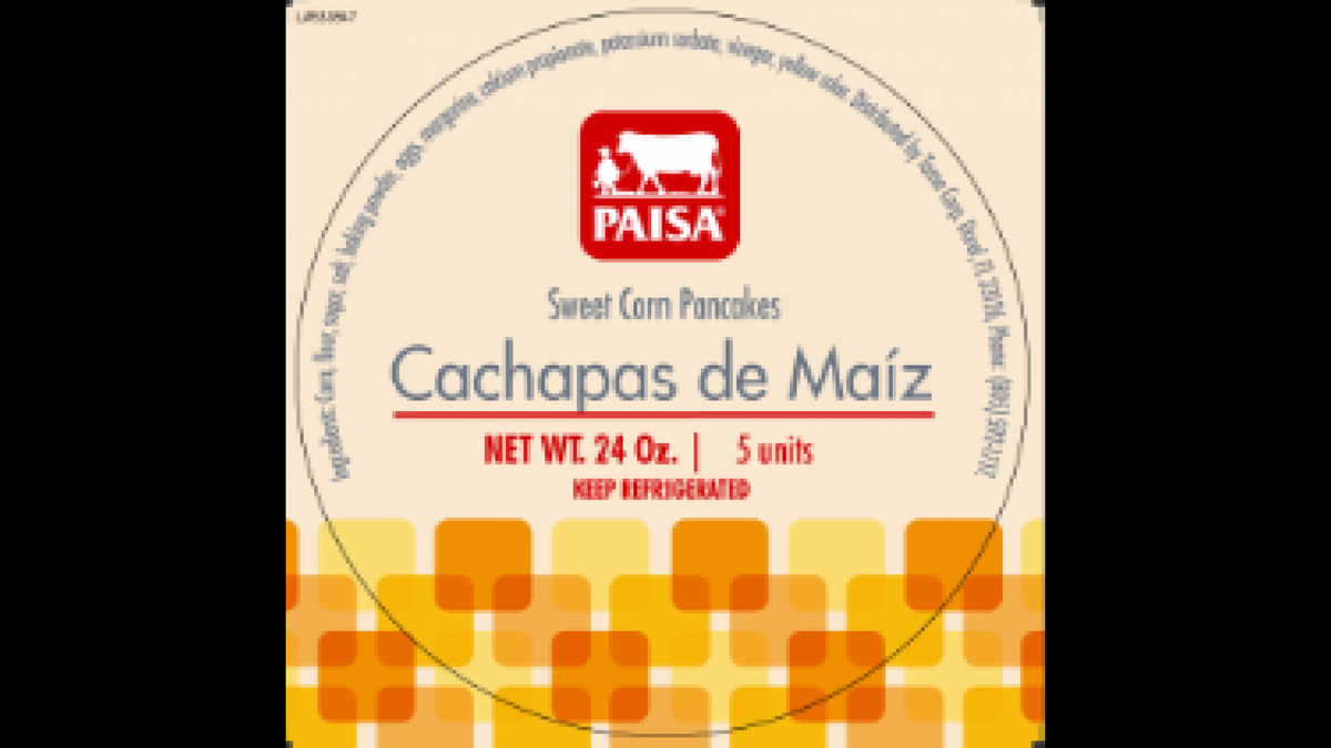 The label for Paisa’s Cachapas de Maiz aka Sweet Corn Pancakes