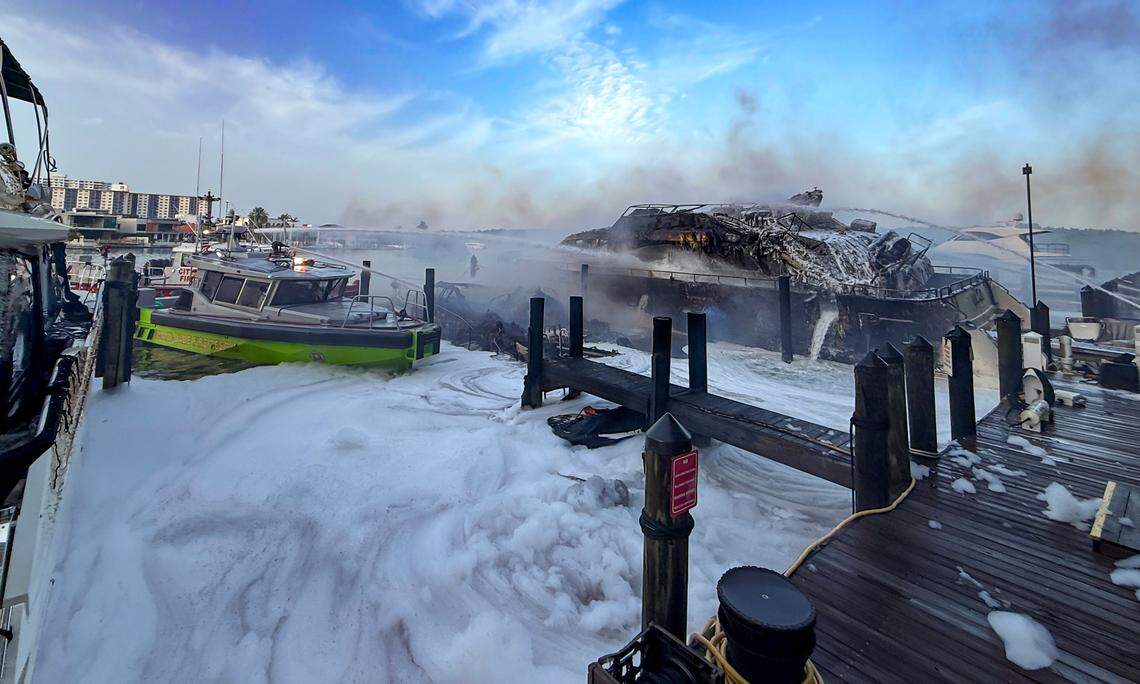 Miami-Dade Fire Rescue and Miami Fire Rescue crews responded to multiple boat fires early Friday, June 6, behind a high-rise condominium at 400 Sunny Isles Boulevard. The incident occurred near the NE 163rd Street bridge over the Intracoastal Waterway, close to Oleta River State Park in Sunny Isles Beach, Florida.