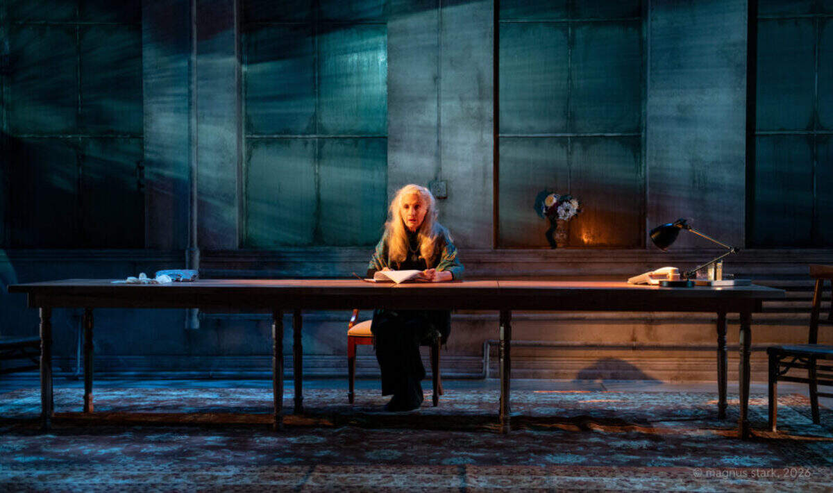Sara Morsey as Bemadette Kahn in GableStage’s production of Nilo Cruz’s”Sotto Voce.”