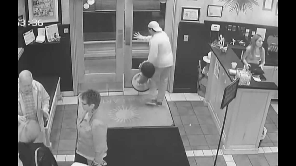 A strange theft was caught on video at a Florida restaurant, when a man grabbed a toddler-sized replica of rapper Snoop Dogg and led it out the door like a naughty child, according to investigators.