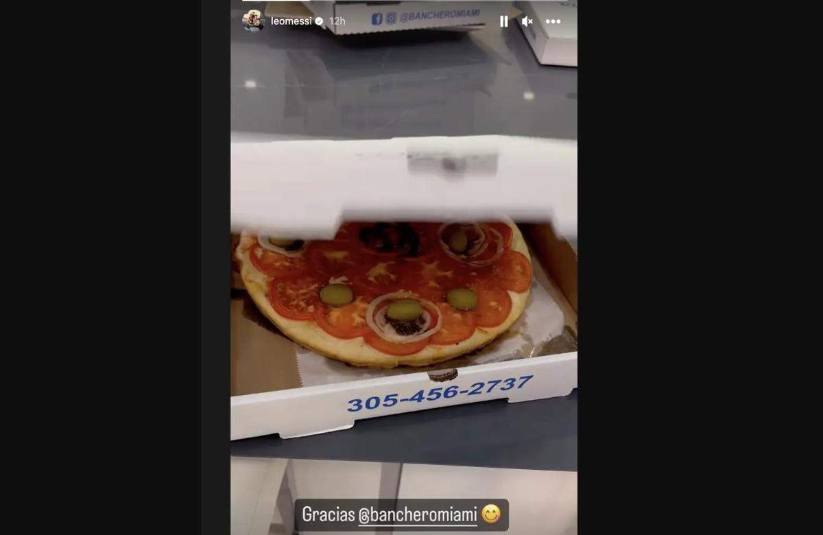 Lionel Messi’s ‘pizza’ from Banchero restaurant in Miami Beach/Instagram screenshot