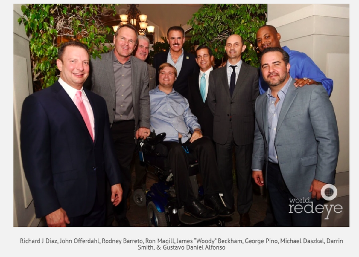 A photo shows FWC Chair Rodney Barreto, left, and real estate broker George Pino, right, at a fundraiser in 2017. Pino crashed his boat in a channel marker, killing 17-year-old Luciana ‘Lucy’ Fernandez on Sept. 4, 2022.