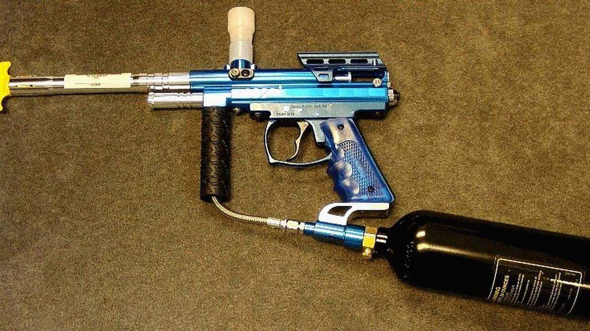 A paintball rifle used in the popular competitive sport.