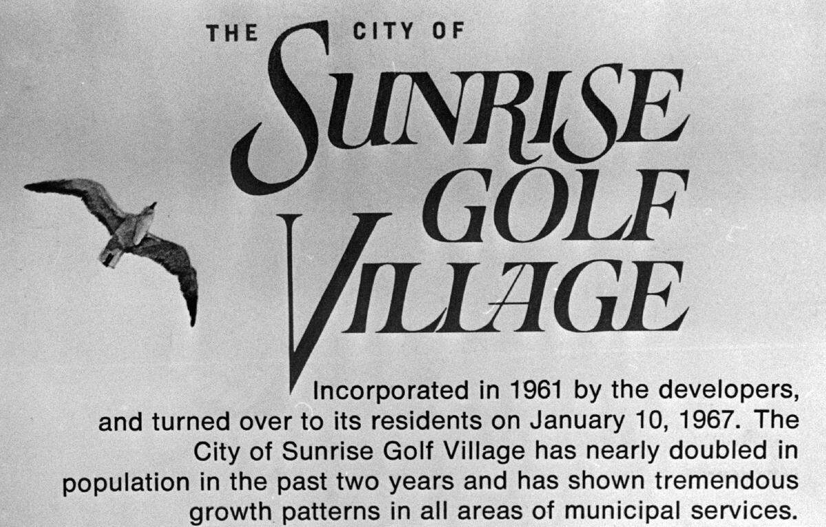 An early logo for Sunrise Golf Village.