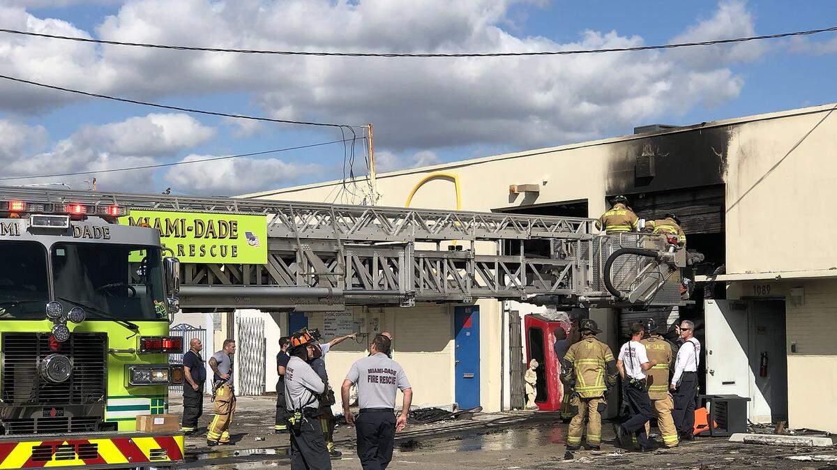 Miami-Dade Fire Department assists Hialeah in the aftermath of a warehouse fire at 1089 SE Ninth Court in Hialeah on Sunday January 6, 2019.