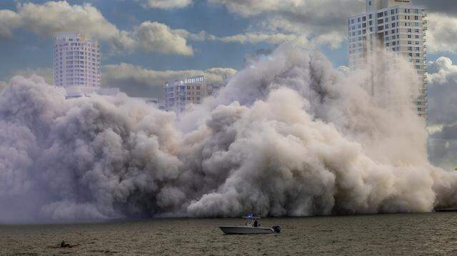The dust cloud from the Mandarin Oriental, Miami on Brickell Key wafted west through parts of Brickell.
