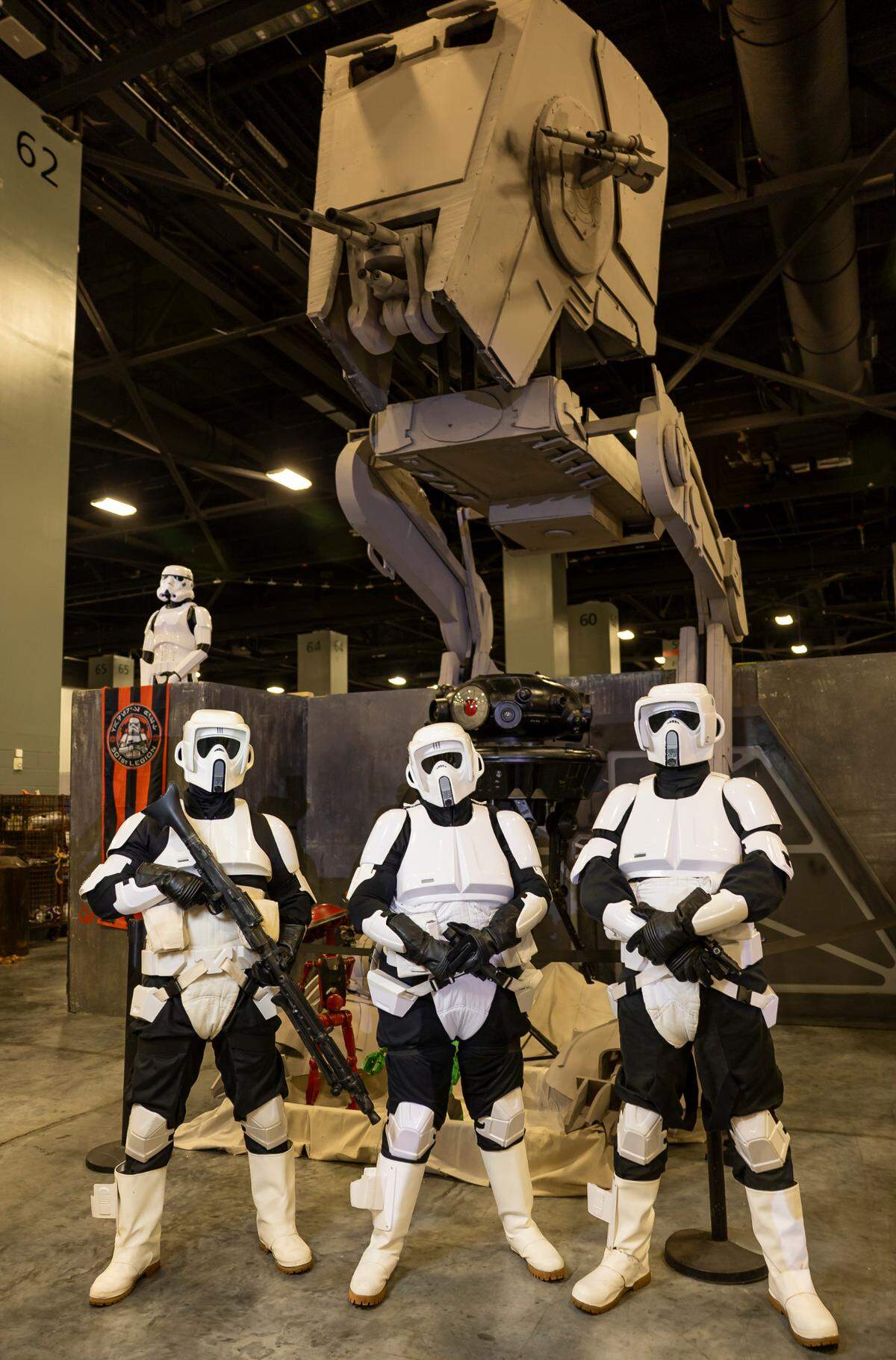 Cosplayers Alexander Cardenas, Jennifer Foley and Chris Webb as scout troopers from 'Return of the Jedi.'