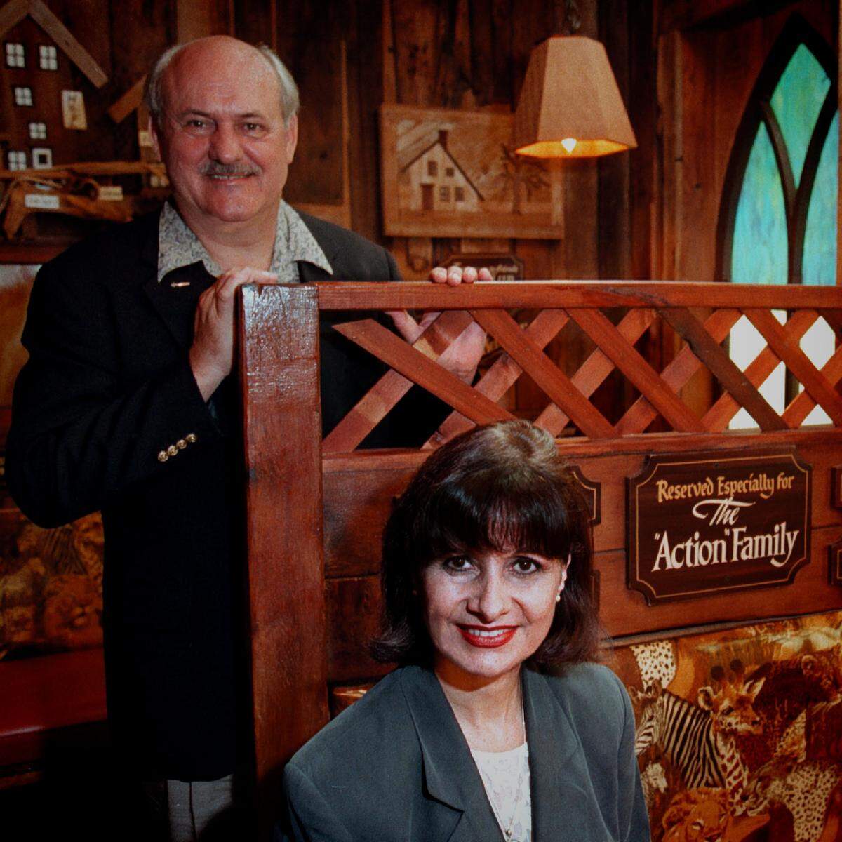 In addition to owning and running the restaurant, The Ark, in Davie, Mary Ann and James Kleinrichert sell plaques (like the one in the booth) to donors of the Children’s Cancer Caring Center.