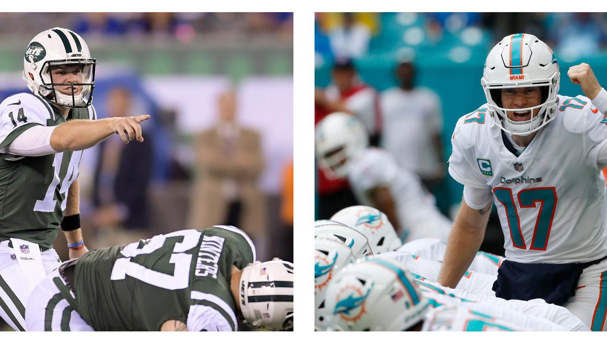 Sam Darnold and Ryan Tannehill will face for the first of what could be many times Sunday in New York.