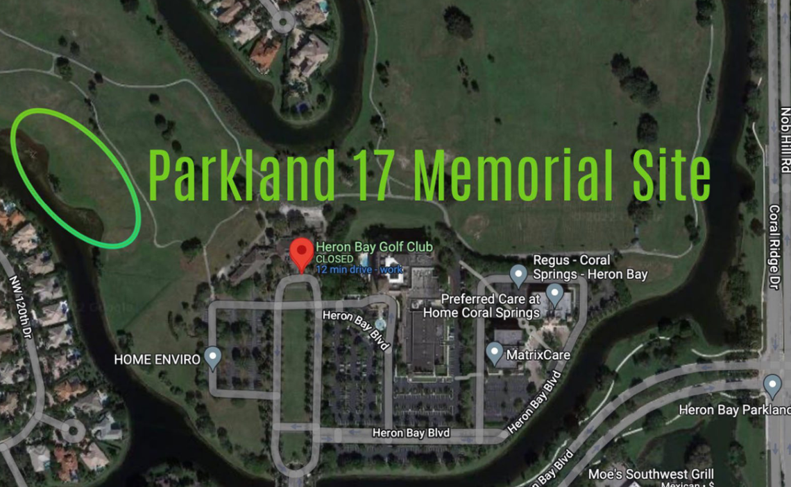 Un mapa que muestra la ubicación del monumento, que estará en una reserva de 150 acres en el límite de Coral Springs y Parkland.