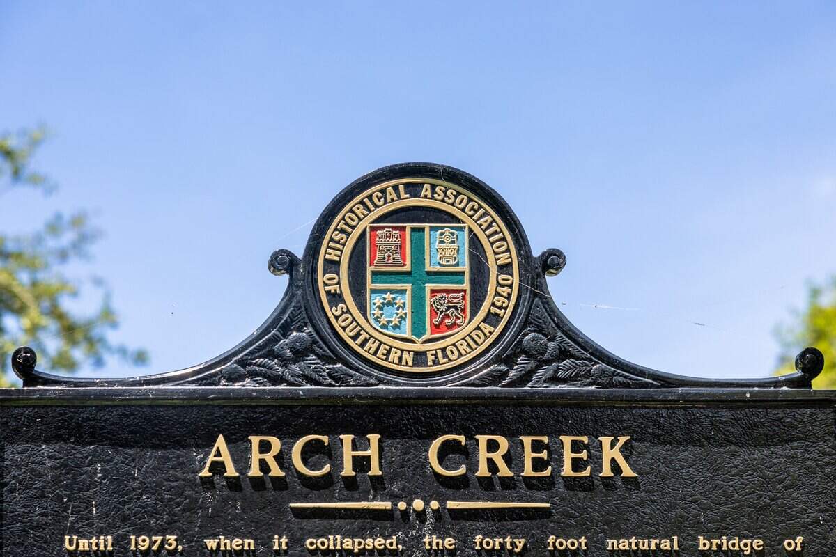 The Arch Creek sign at Arch Creek Park in Miami, Fla., on Tuesday, June 16, 2026.