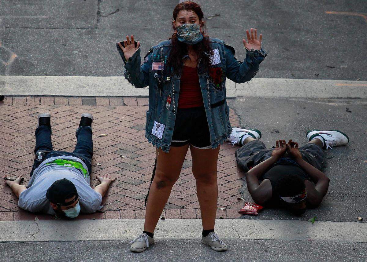 Protesters at a demonstration in downtown Fort Lauderdale on Sunday, May 31, 2020.