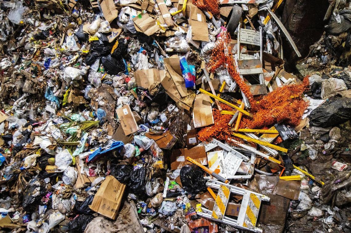 View of a pile of trash collected around South Florida, at the Miami-Dade Resources Recovery Facility-Covanta Energy incinerator plant at 6990 NW 97th Ave., Doral, on April, 14, 2022.
