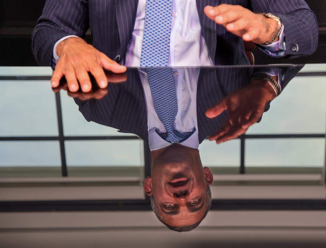 Mayor Francis X. Suarez reflects on his terms as mayor as he began the moving process from the mayor's office that he and his father, former Mayor Xavier Suarez, once occupied on Thursday, December 11, 2025, at City Hall in Miami, Florida.