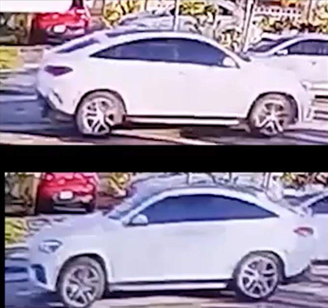 Surveillance footage shows a white Mercedes SUV driving past the home several times, according to the Broward Sheriff’s Office.