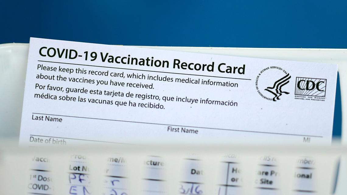 A vaccination record card