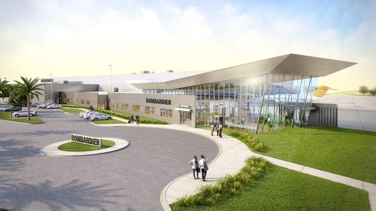 A rendering of the planned Bombardier maintenance facility for private jets at Miami-Dade’s Opa-Locka airport. It’s expected to open in 2020, and cost about $100 million to build.