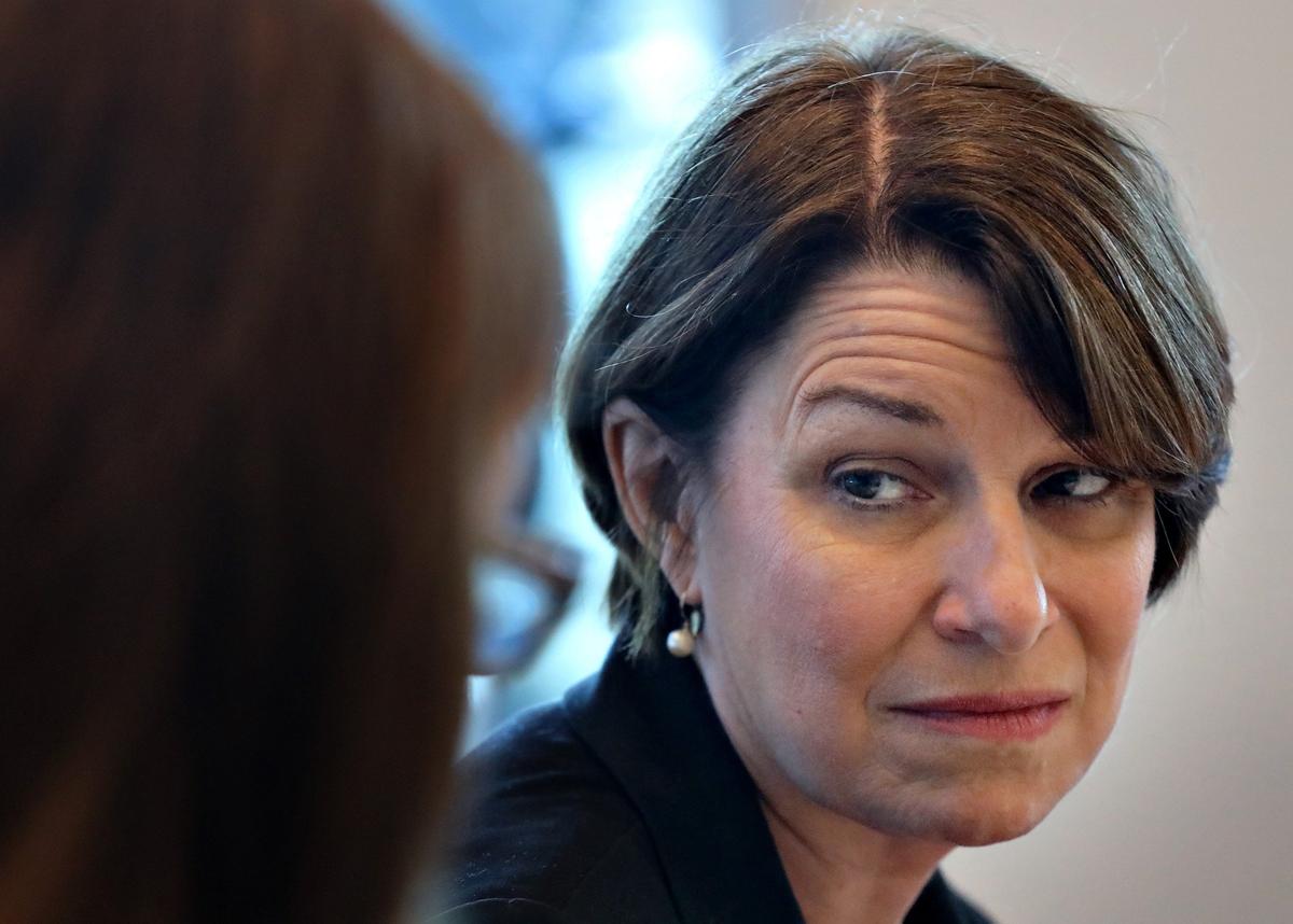 U.S. Sen. Amy Klobuchar meets with local medical professionals, healthcare leaders and advocates on Tuesday, April 16, to discuss her ideas on lowering the cost of prescription drugs and expanding access to healthcare to all Americans.