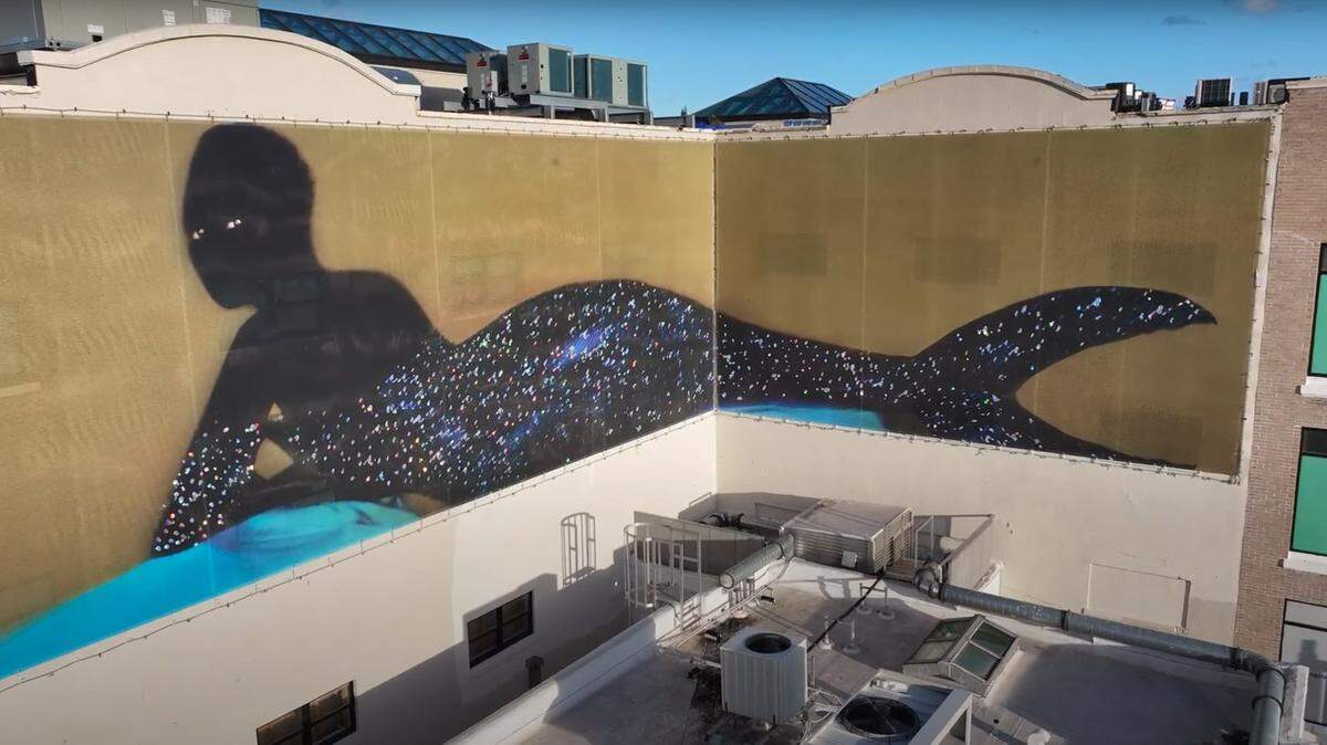 “Reclining Mermaid’ floats above Miami’s Design District.