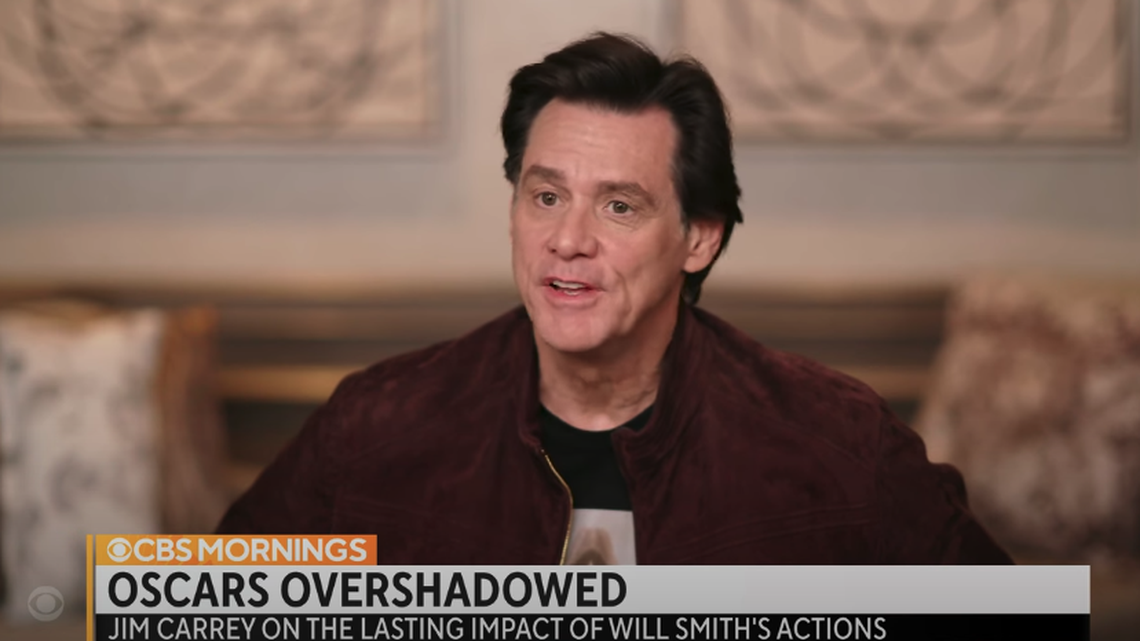 Jim Carrey appeared on “CBS Mornings” on Tuesday, March 29, and criticized Will Smith and members of Hollywood.