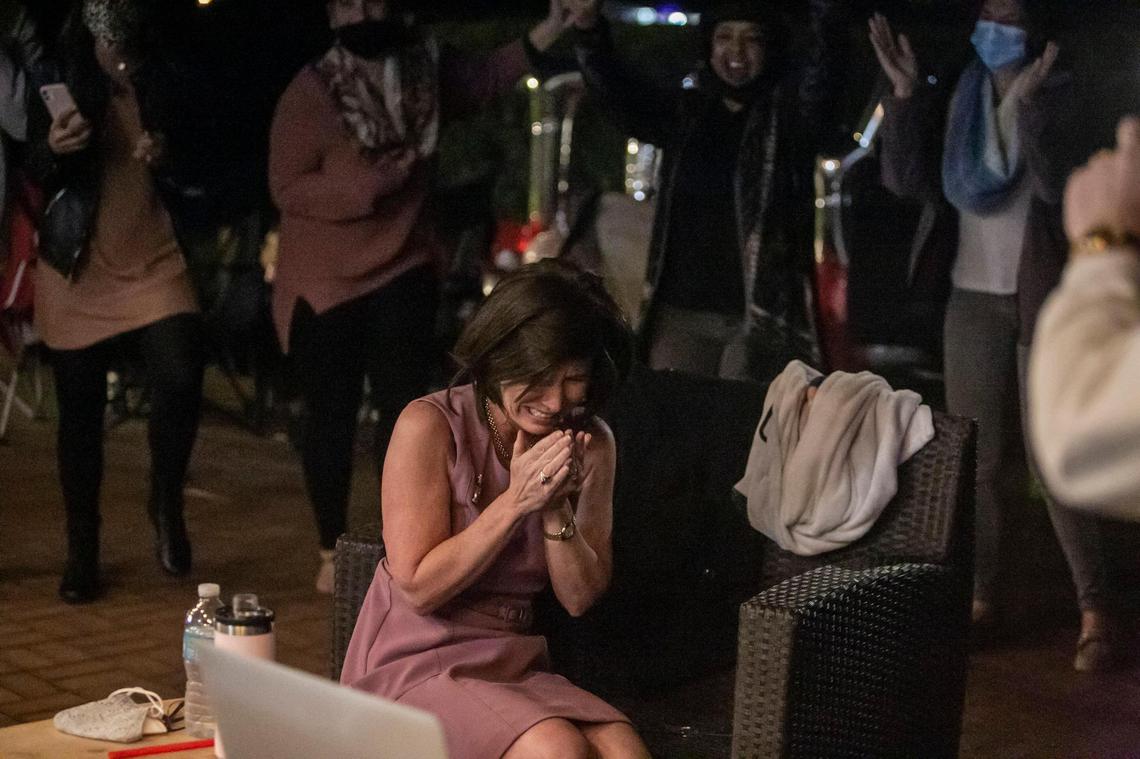 Teresa Murphy reacts to being named the 2022 Francisco R. Walker Teacher of the Year for Miami-Dade County Public Schools on Thursday, February 4, 2021.