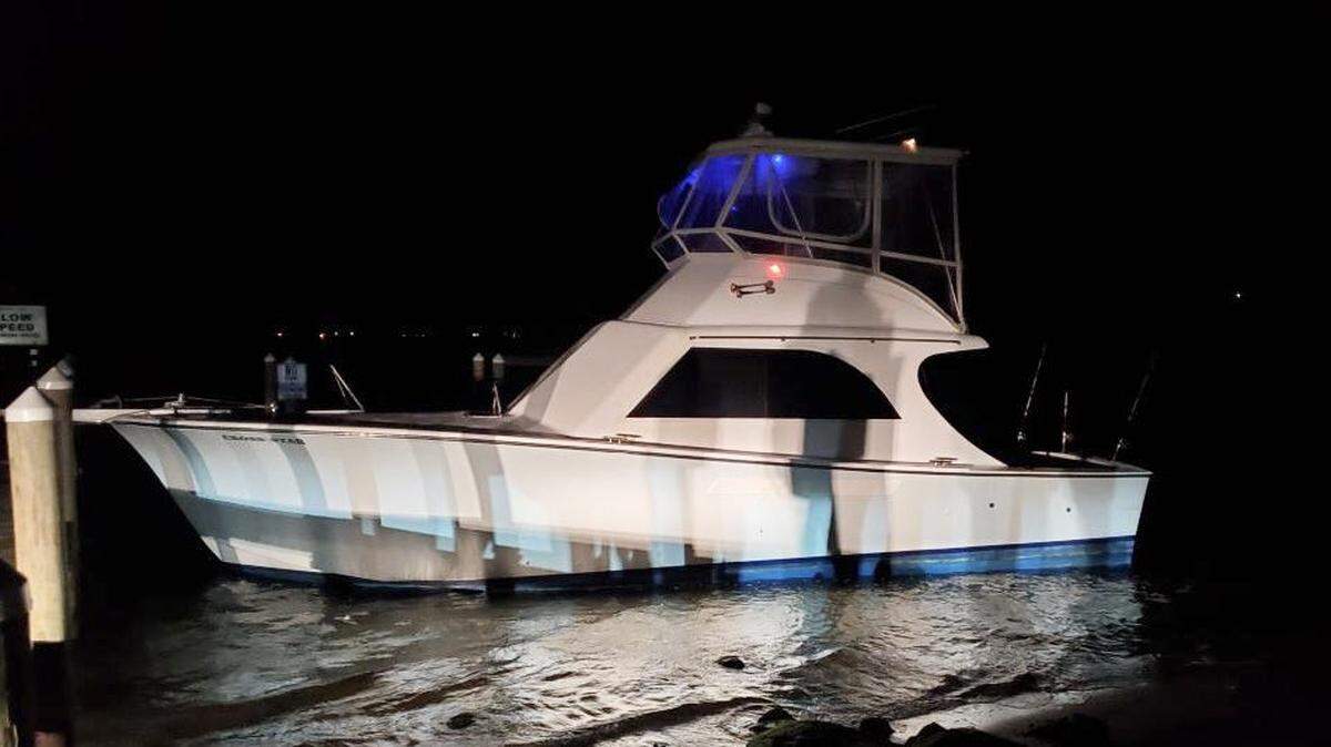 The boat that authorities said was used to smuggle Haitian migrants into Fort Pierce.