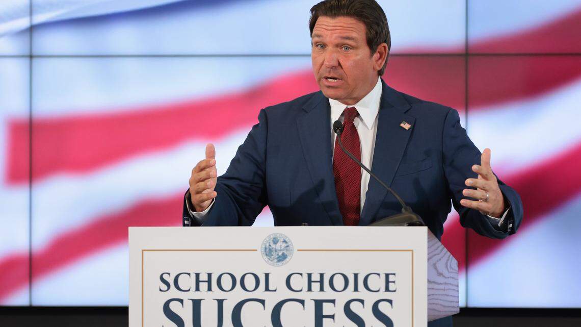 Florida Governor Ron DeSantis announces that the Success Academy Charter School conglomerate is coming to Florida during a press conference at Florida International University on Thursday.