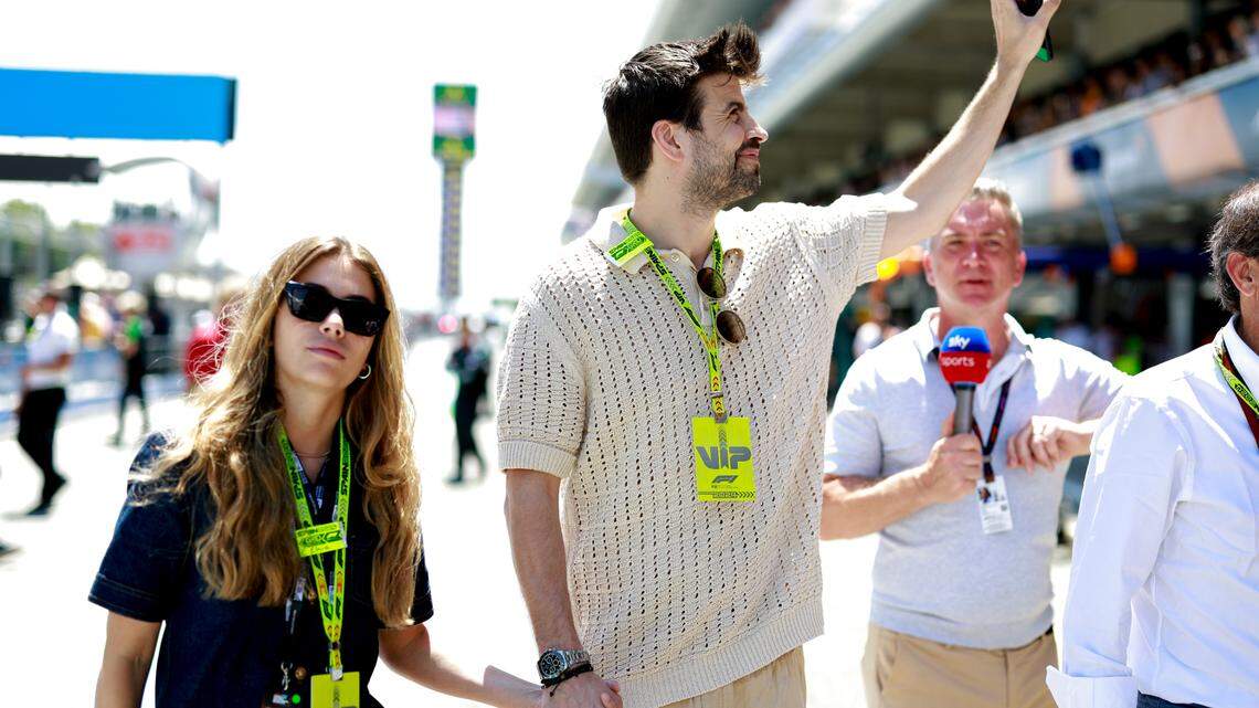 Gerard Pique former FC Barcelona football player and his girlfriend Clara Chia during the Formula 1 Aramco Gran Premio de Espana 2024, 10th round of the 2024 Formula One World Championship from June 21 to 23, 2024 on the Circuit de Barcelona-Catalunya, in Montmelo, Spain (Photo by /Sipa USA)