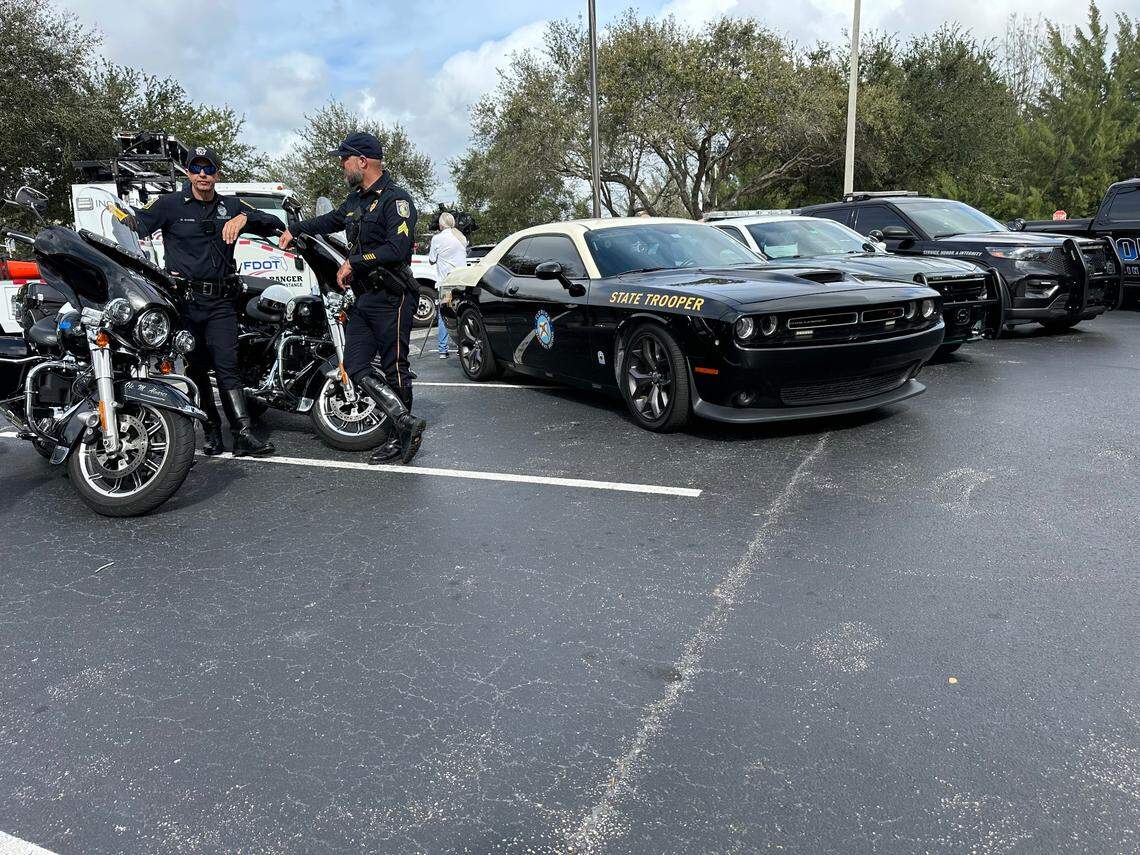 Members of the Florida Highway Patrol, Florida Department of Transportation, Miami-Dade Fire Rescue, Road Rangers and other first responders gathered outside FHP’s Miami Troop E headquarters in West Miami-Dade on Jan. 24, 2024, to spread awareness of a new addition to Florida’s Move Over traffic law