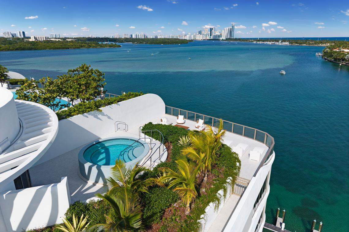 This Onda Residences penthouse has a private roof deck with a plunge pool.