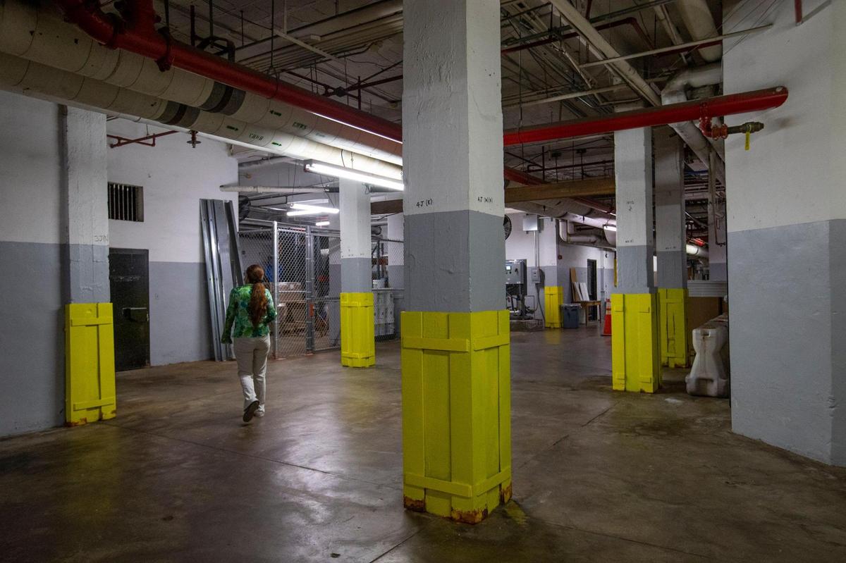 Reinforced columns are seen in the basement of the Miami-Dade County Courthouse, formerly known as the Dade County Courthouse, on July 29, 2021. The historic courthouse is located at 73 West Flagler St. in Miami.