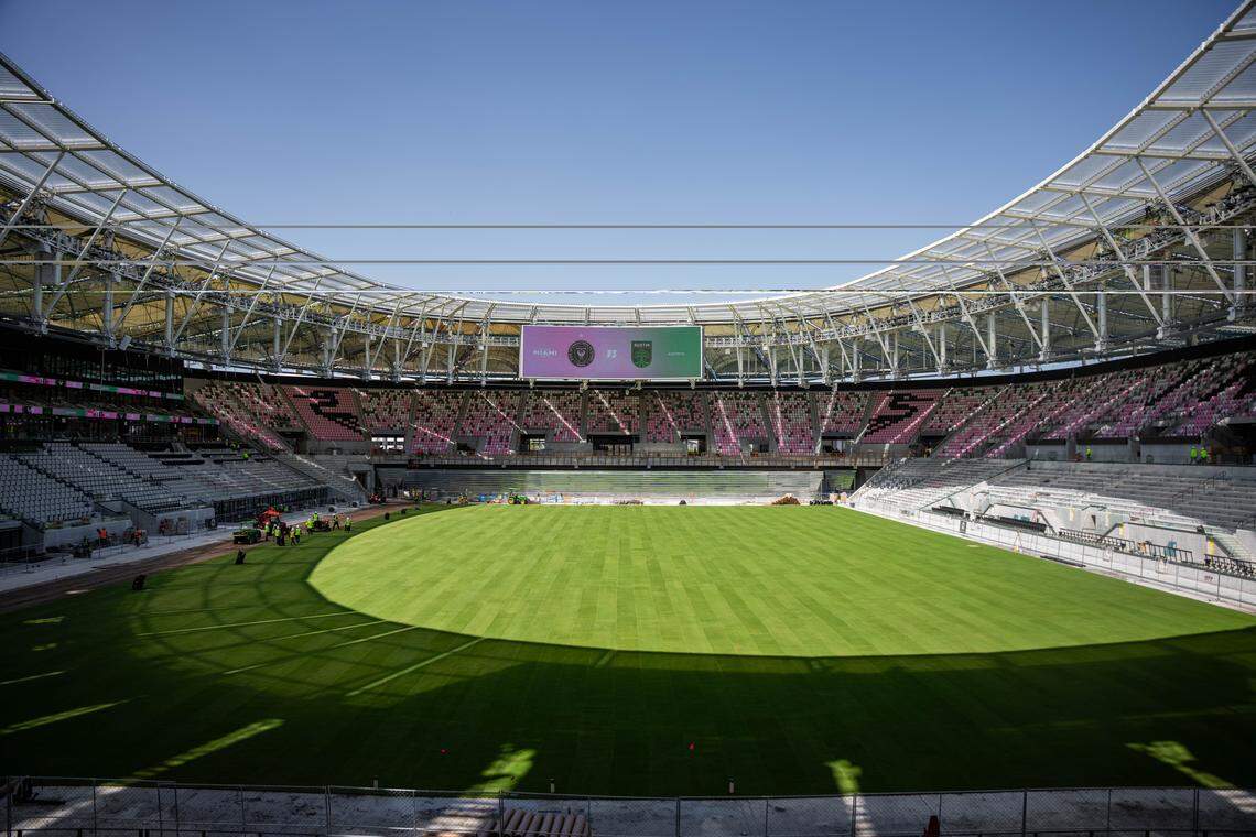 The field has been installed at Nu Stadium, the new home of Inter Miami, which plays its first game there April 4 against Austin FC. It is Bermudagrass, grown in a farm in Loxahatchee, Florida.